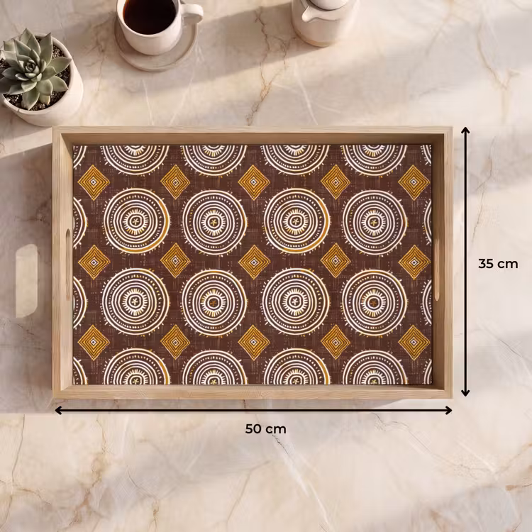 Dienblad - Chocoladebruin - Etnisch - Tribaal - Cirkels - Patroon — 9