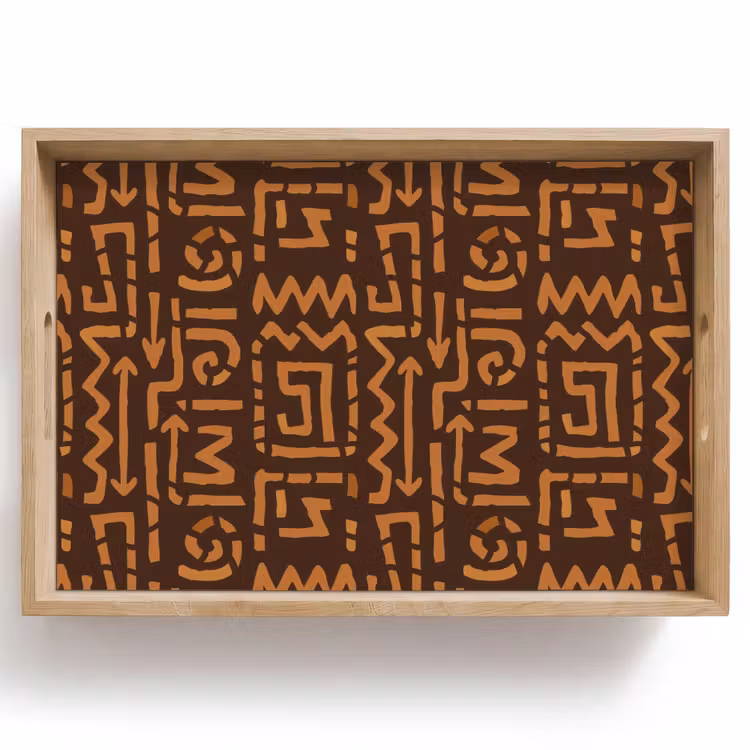 Dienblad - Chocoladebruin - Etnisch - Tribaal - Symbolen — 1