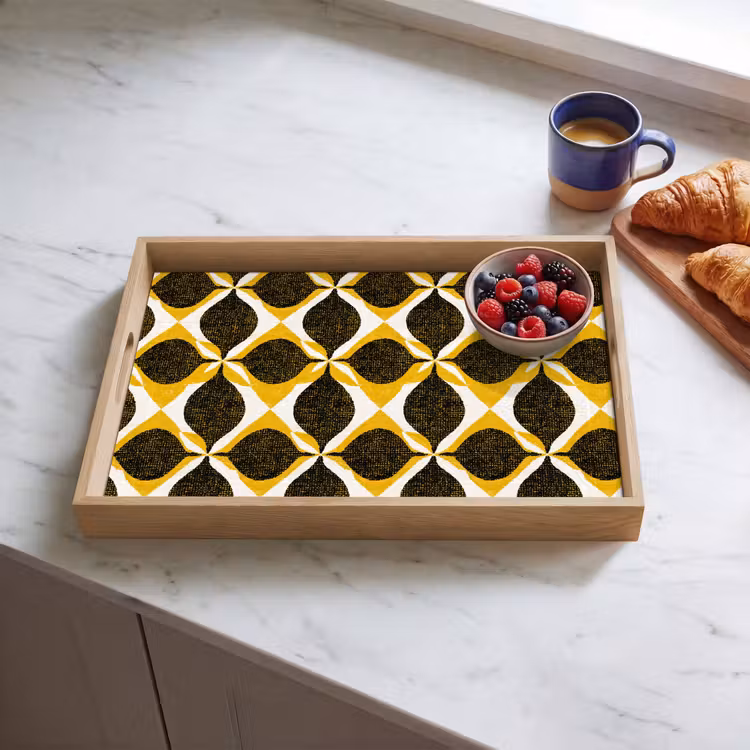 Dienblad - Geel - Zwart - Geometrisch - Retro - Textuur — 4