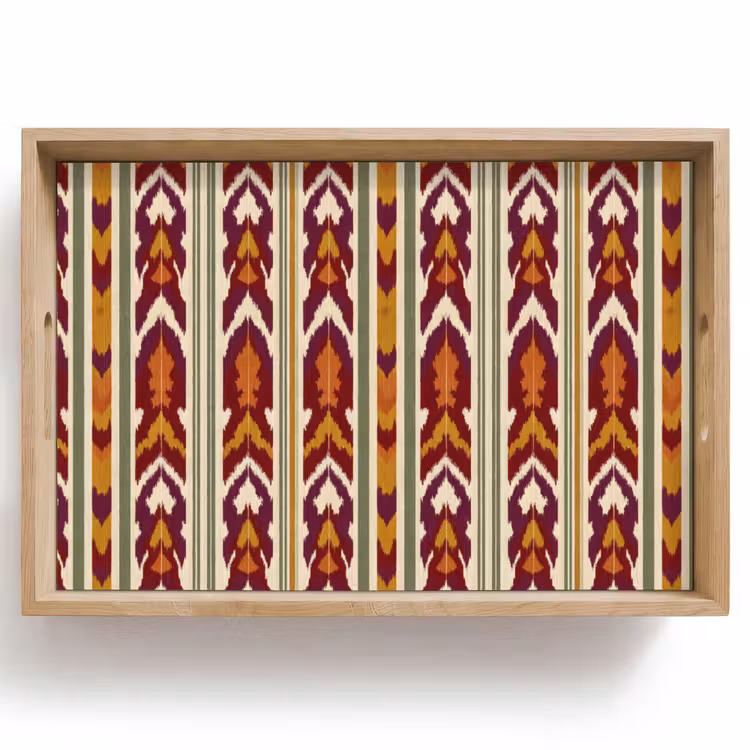 Dienblad - Ikat - Bordeauxrood - Etnisch - Patroon — 1