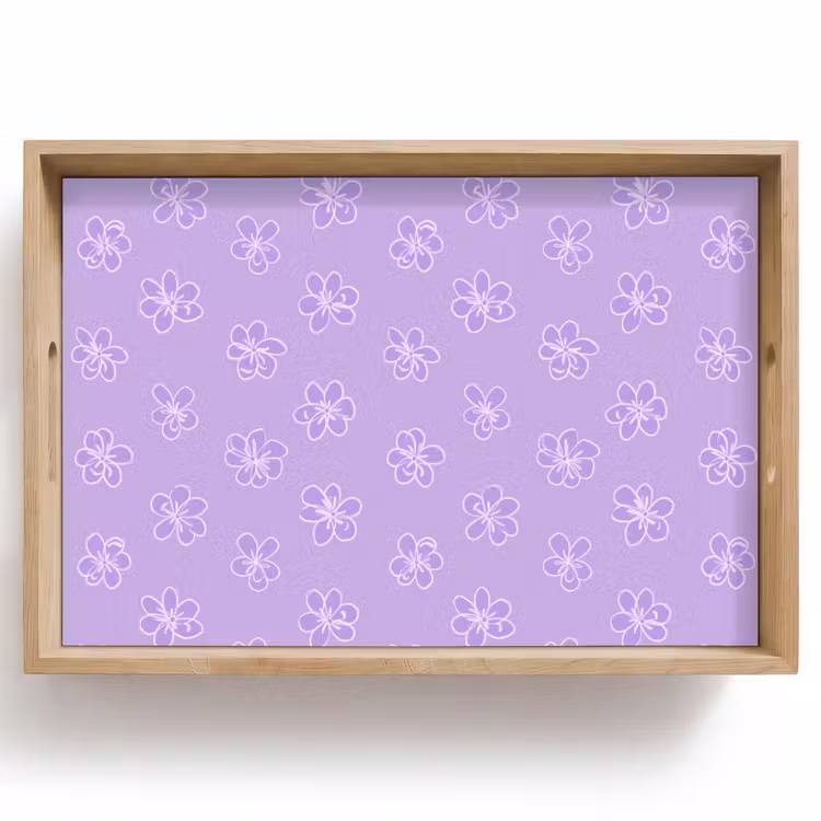 Dienblad - Lila - Botanisch - Bloemen - Handgetekend - Patroon — 1