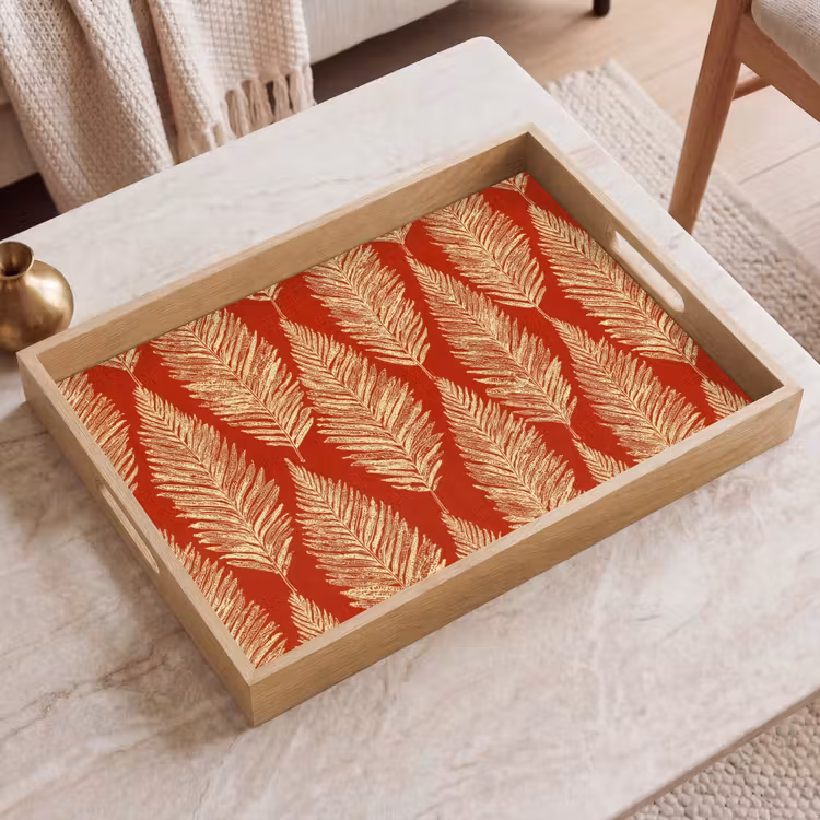 Dienblad - Rood - Botanisch - Varen - Patroon — 2