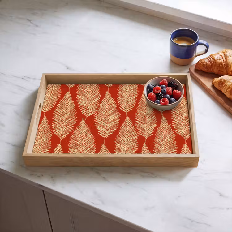 Dienblad - Rood - Botanisch - Varen - Patroon — 4