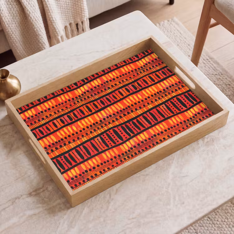 Dienblad - Rood - Oranje - Etnisch - Expressief - Patroon — 2