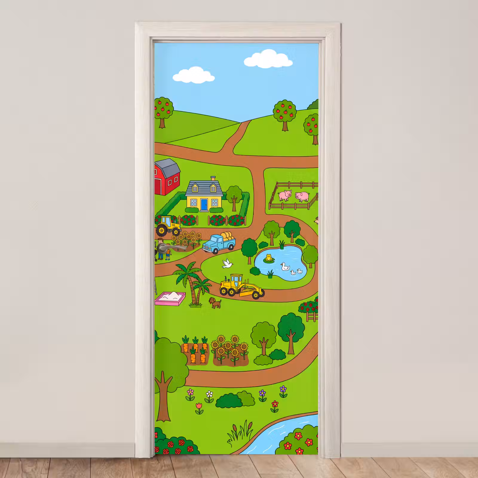 Deursticker - Platteland - Dieren - Cartoon — 1