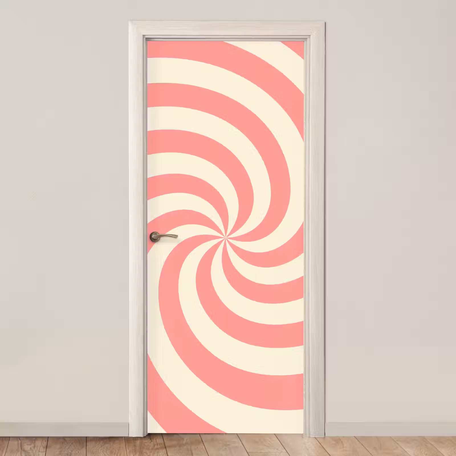 Deursticker - Spiraal - Patroon - Abstract - Roze - Beige — 1