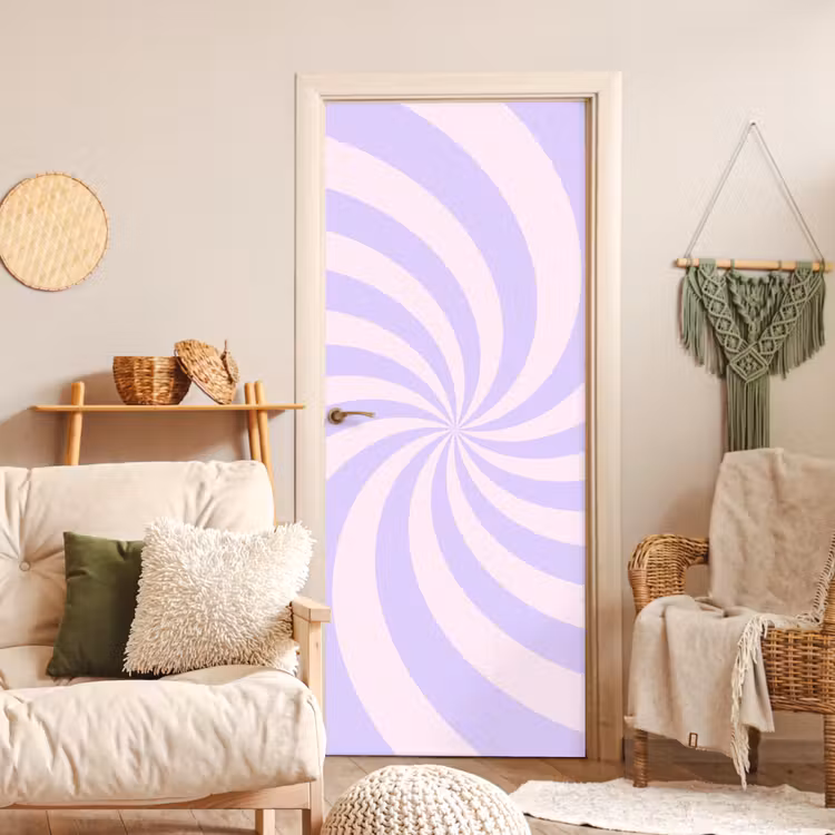 Deursticker - Patroon - Spiraal - Abstract - Modern - Paars-Roze — 4