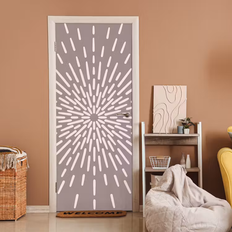 Deursticker - Patroon - Stralen - Abstract - Modern - Grijs — 2