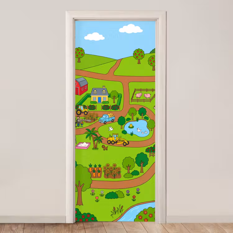 Deursticker - Platteland - Dieren - Cartoon — 1