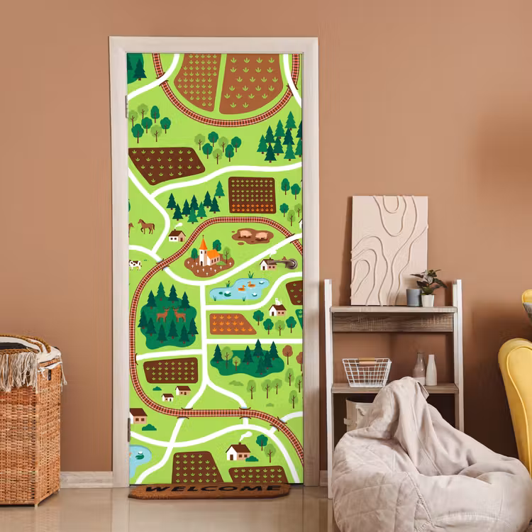 Deursticker - Platteland - Dieren - Illustratie — 2