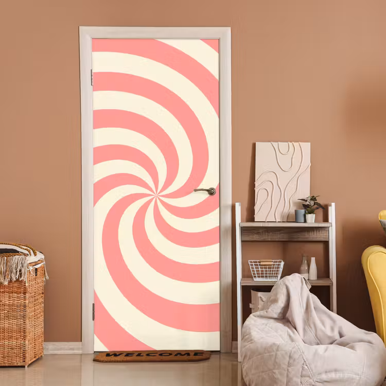 Deursticker - Spiraal - Patroon - Abstract - Roze - Beige — 2