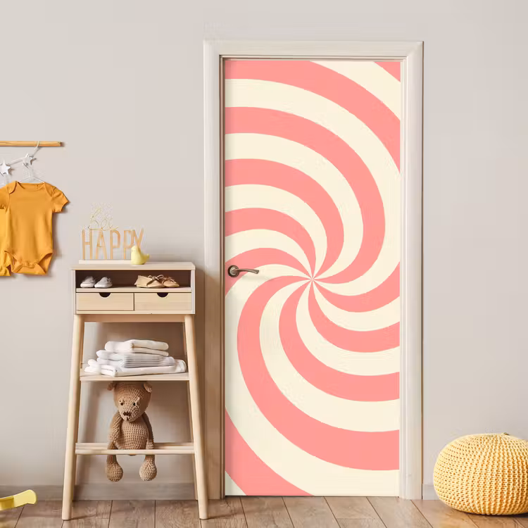 Deursticker - Spiraal - Patroon - Abstract - Roze - Beige — 6