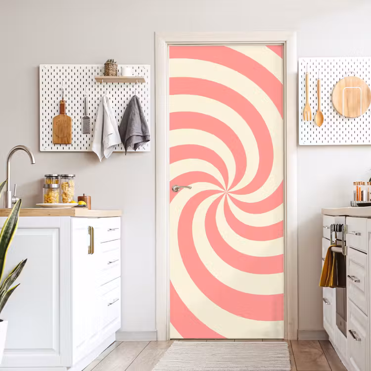 Deursticker - Spiraal - Patroon - Abstract - Roze - Beige — 7