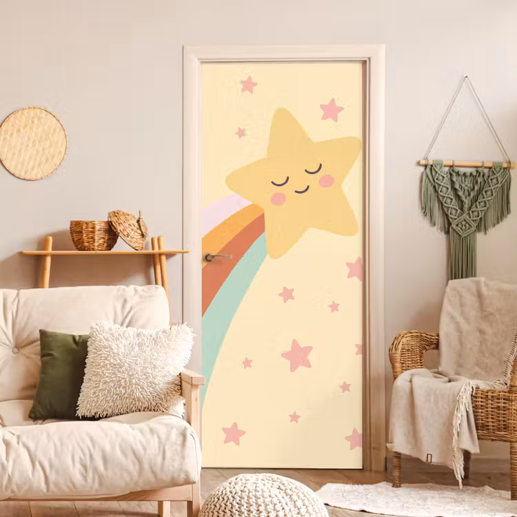 Deursticker - Ster - Regenboog - Nacht - Illustratie - Pastel — 4