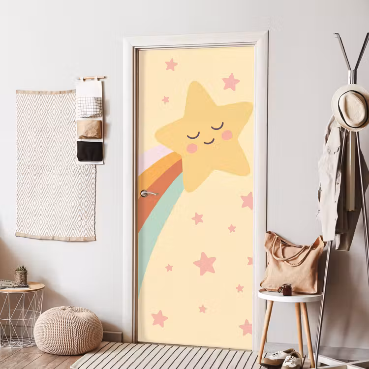 Deursticker - Ster - Regenboog - Nacht - Illustratie - Pastel — 8