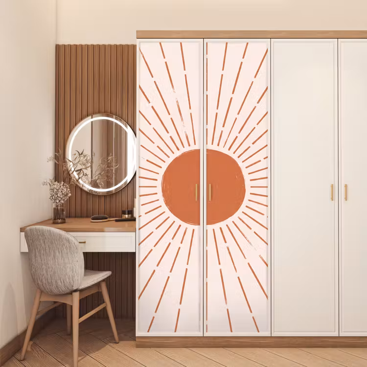 Deursticker - Zon - Stralen - Abstract - Terracotta - Modern — 5