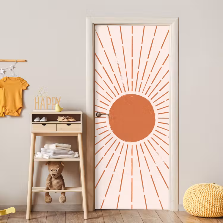 Deursticker - Zon - Stralen - Abstract - Terracotta - Modern — 6
