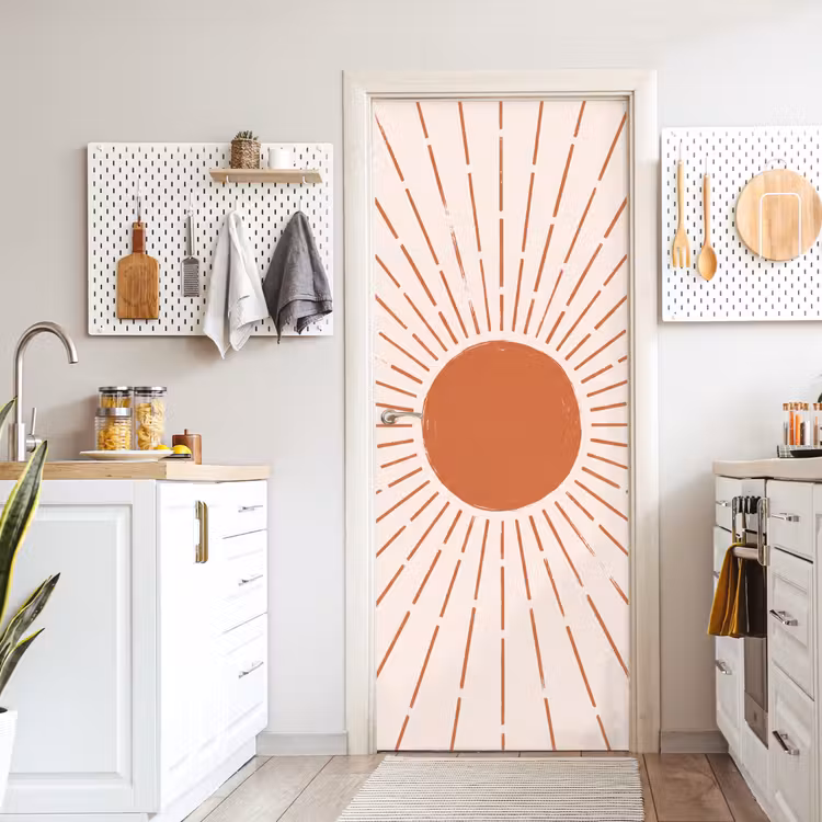 Deursticker - Zon - Stralen - Abstract - Terracotta - Modern — 7