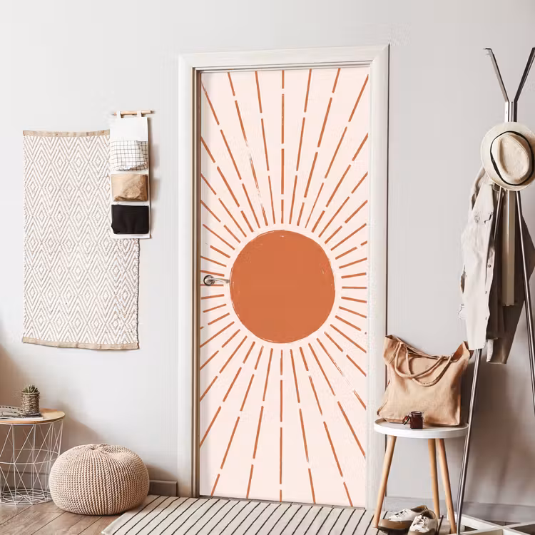 Deursticker - Zon - Stralen - Abstract - Terracotta - Modern — 8