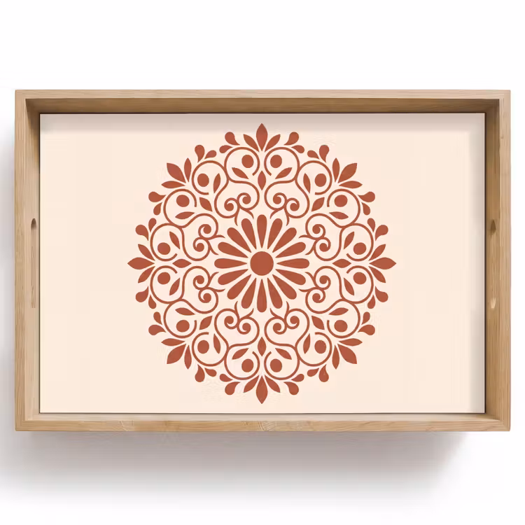 Dienblad - Decoratie - Cirkel - Symmetrisch - Modern - Roodbruin — 1