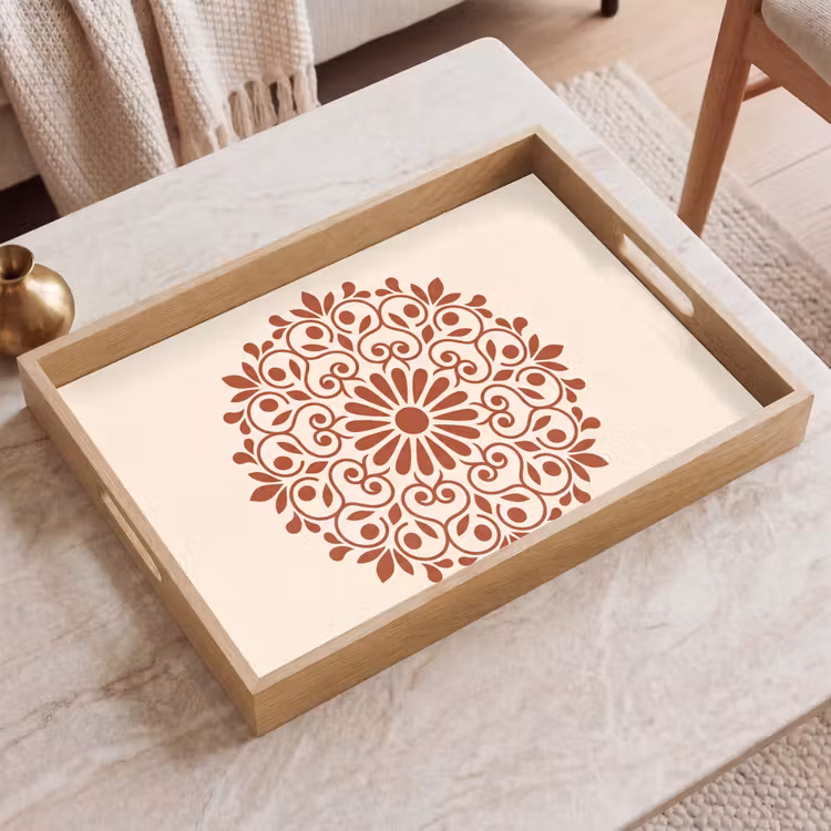 Dienblad - Decoratie - Cirkel - Symmetrisch - Modern - Roodbruin — 2