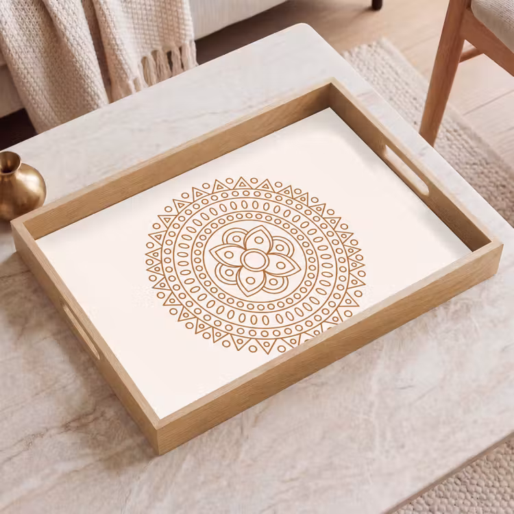 Dienblad - Mandala - Geometrisch - Abstract - Oosters - Bruin — 2