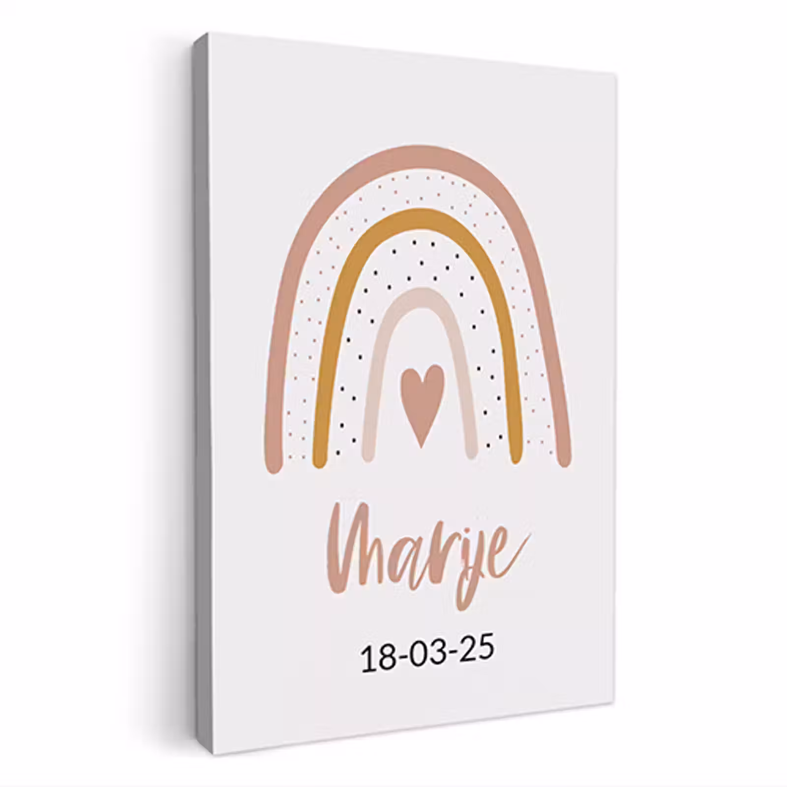 Geboorteposter regenboog roze op canvas — 1