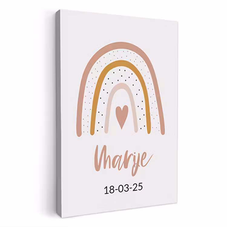 Geboorteposter regenboog roze op canvas — 1