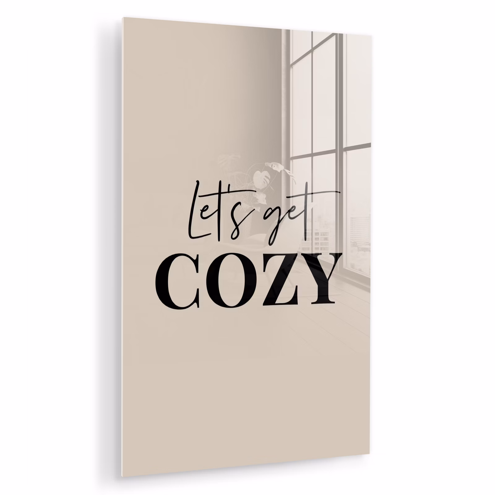 Glas schilderij - Beige - Winter - Quote - Cozy — 1