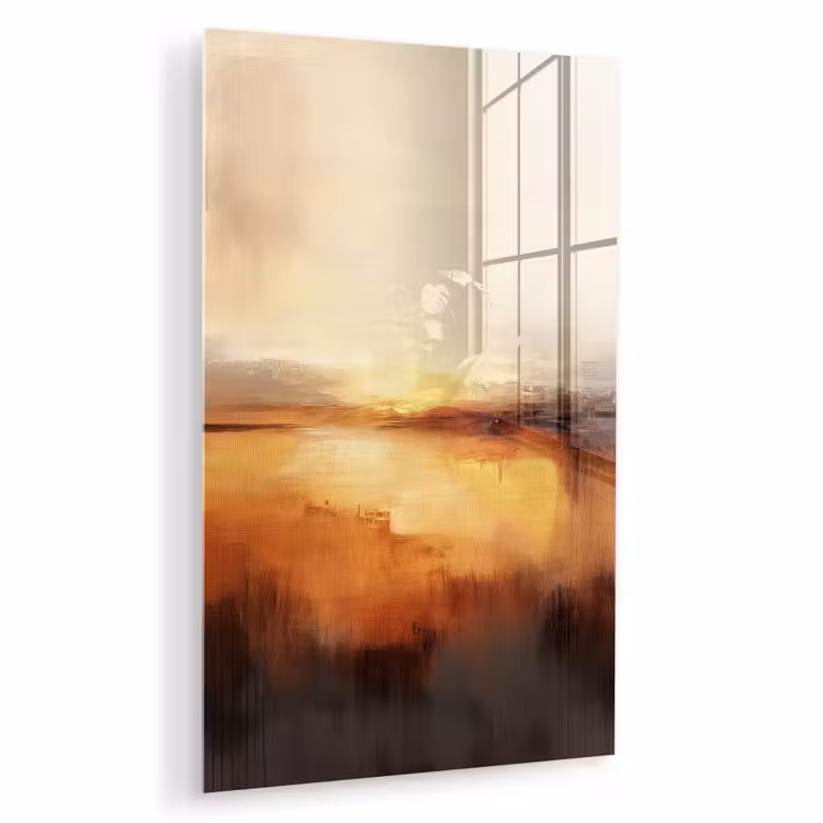 Glas schilderij - Abstract - Bruin - Modern - Herfst kleuren — 1
