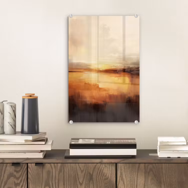 Glas schilderij - Abstract - Bruin - Modern - Herfst kleuren — 2