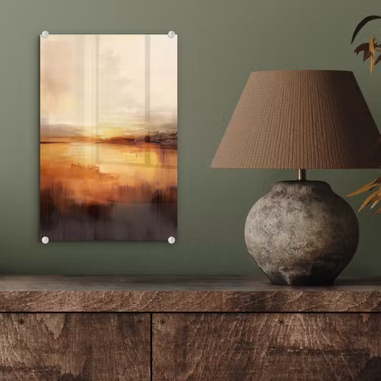 Glas schilderij - Abstract - Bruin - Modern - Herfst kleuren — 4