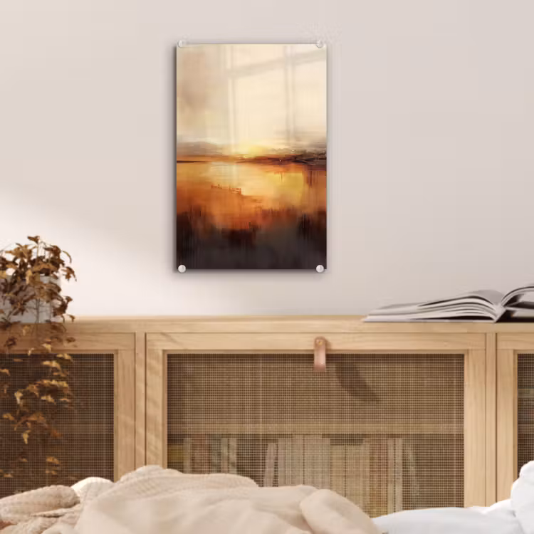 Glas schilderij - Abstract - Bruin - Modern - Herfst kleuren — 5