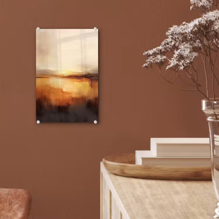 Glas schilderij - Abstract - Bruin - Modern - Herfst kleuren — 6