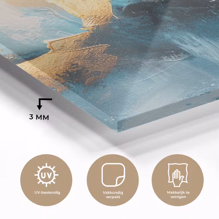 Glas schilderij - Abstract - Kunst - Gold - Blauw — 3