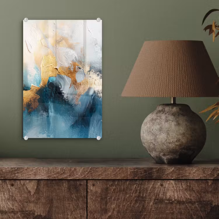 Glas schilderij - Abstract - Kunst - Gold - Blauw — 4