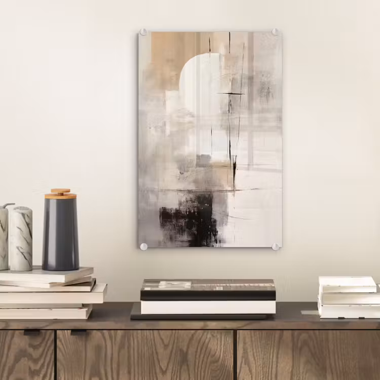 Glas schilderij - Abstract - Kunst - Grijs — 2
