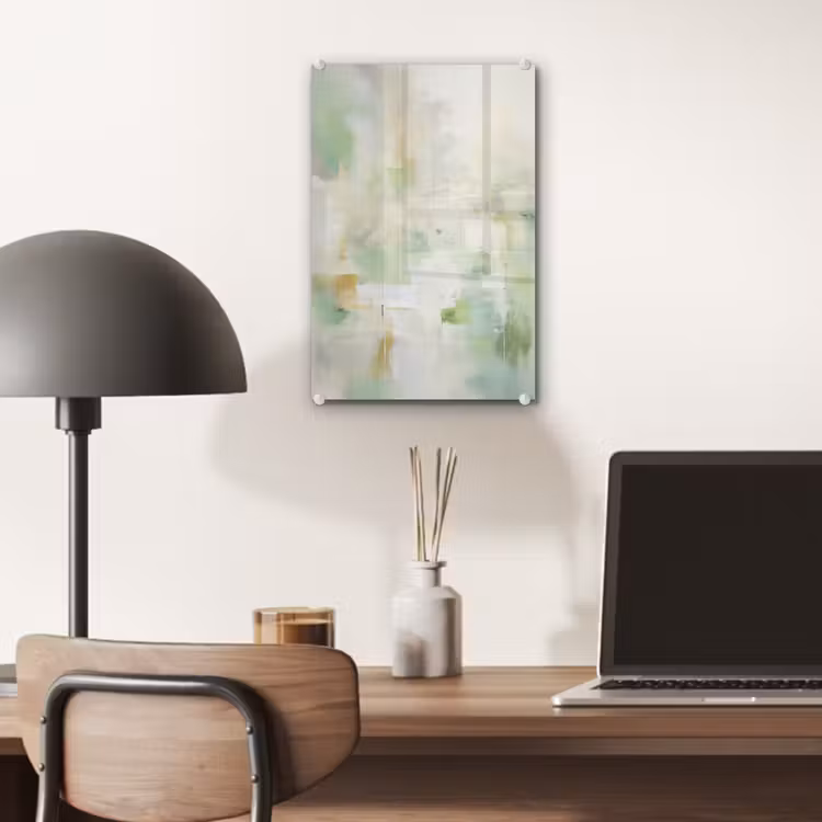Glas schilderij - Abstract - Kunst - Wit - Groen - Modern — 7