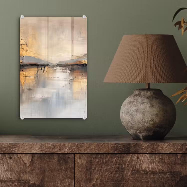 Glas schilderij - Abstract - Modern - Beige - Aesthetic - Goud — 4