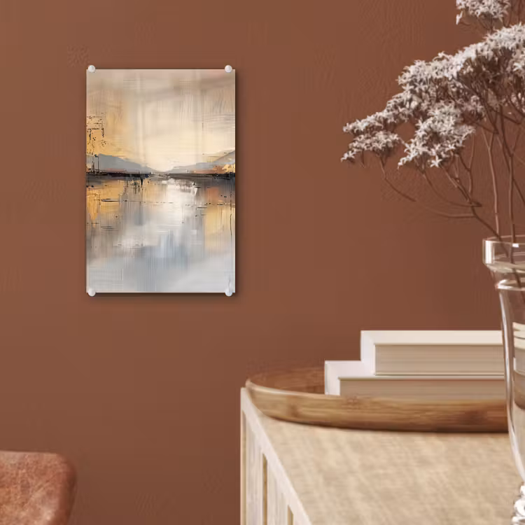 Glas schilderij - Abstract - Modern - Beige - Aesthetic - Goud — 6