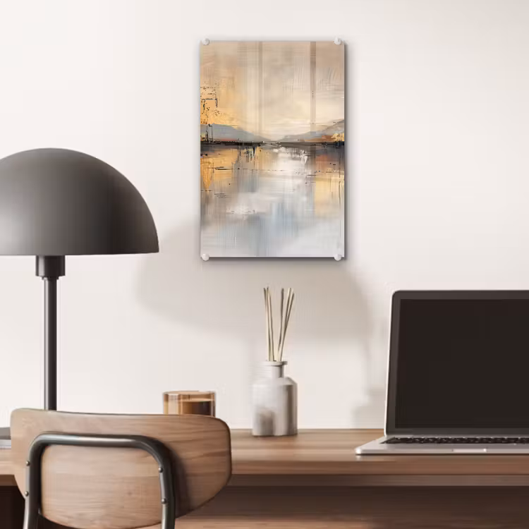 Glas schilderij - Abstract - Modern - Beige - Aesthetic - Goud — 7