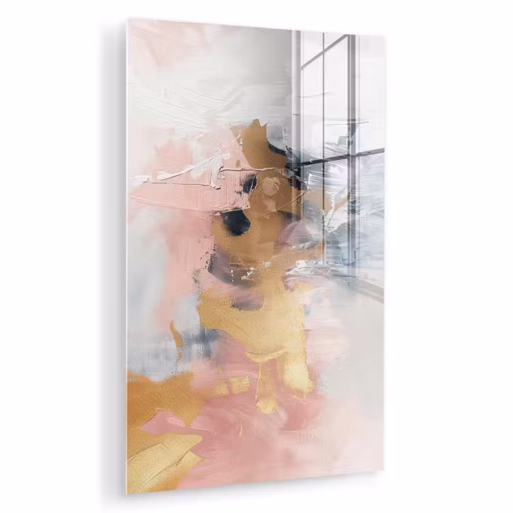 Glas schilderij - Abstract - Pastel kleuren - Goud - Modern - Aesthetic — 1
