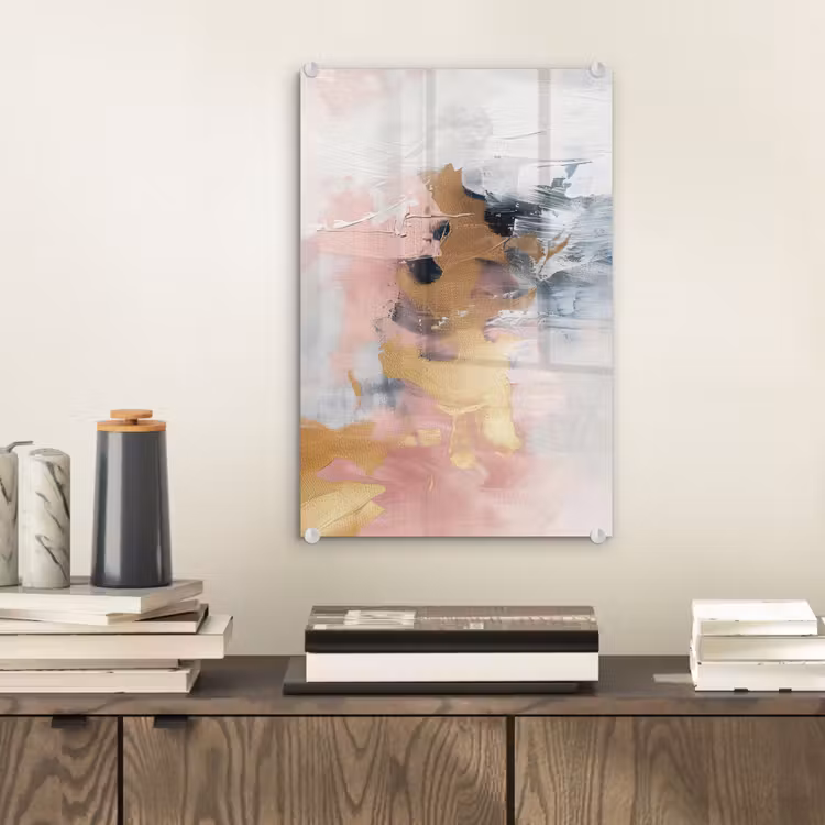 Glas schilderij - Abstract - Pastel kleuren - Goud - Modern - Aesthetic — 2