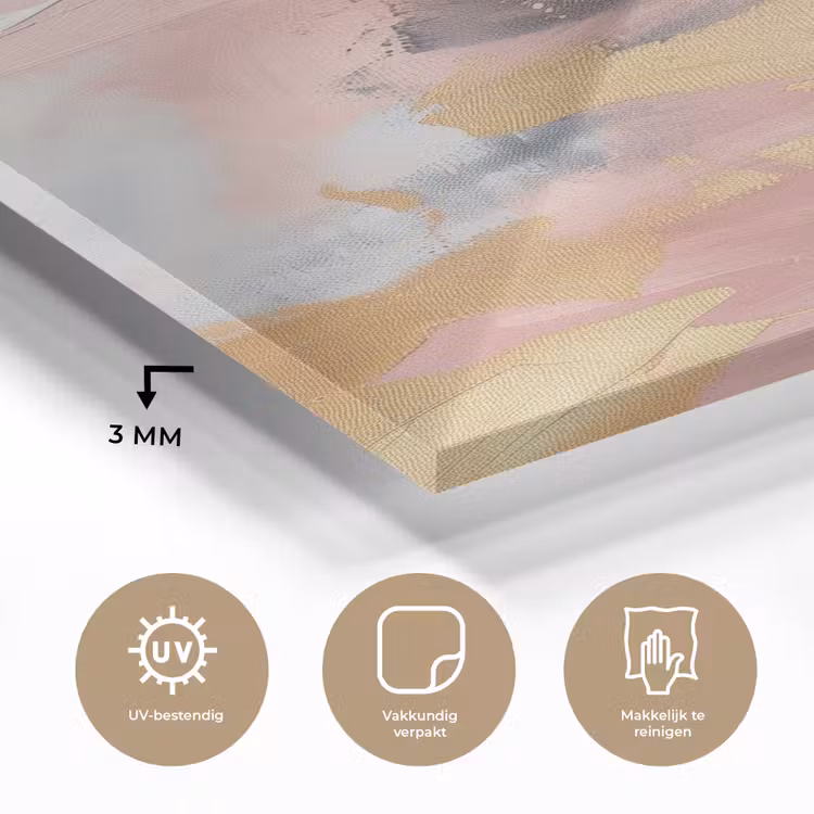 Glas schilderij - Abstract - Pastel kleuren - Goud - Modern - Aesthetic — 3