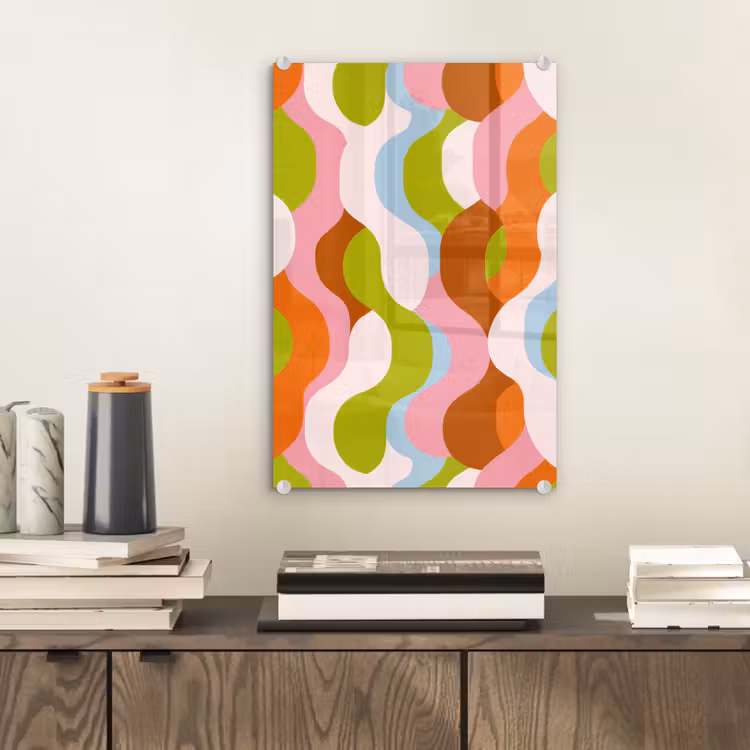 Glas schilderij - Abstract - Vormen - Roze — 2