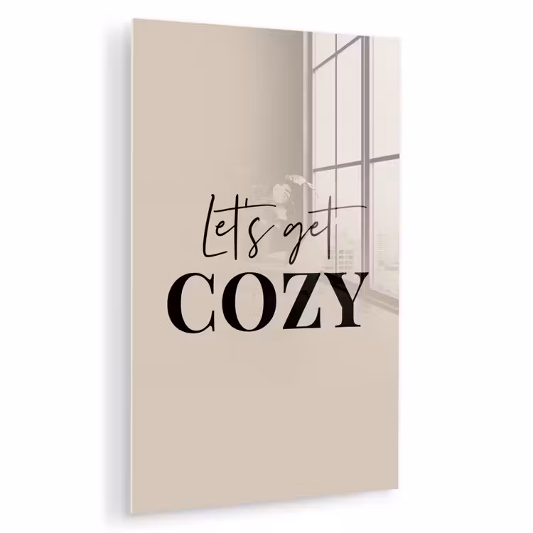 Glas schilderij - Beige - Winter - Quote - Cozy — 1