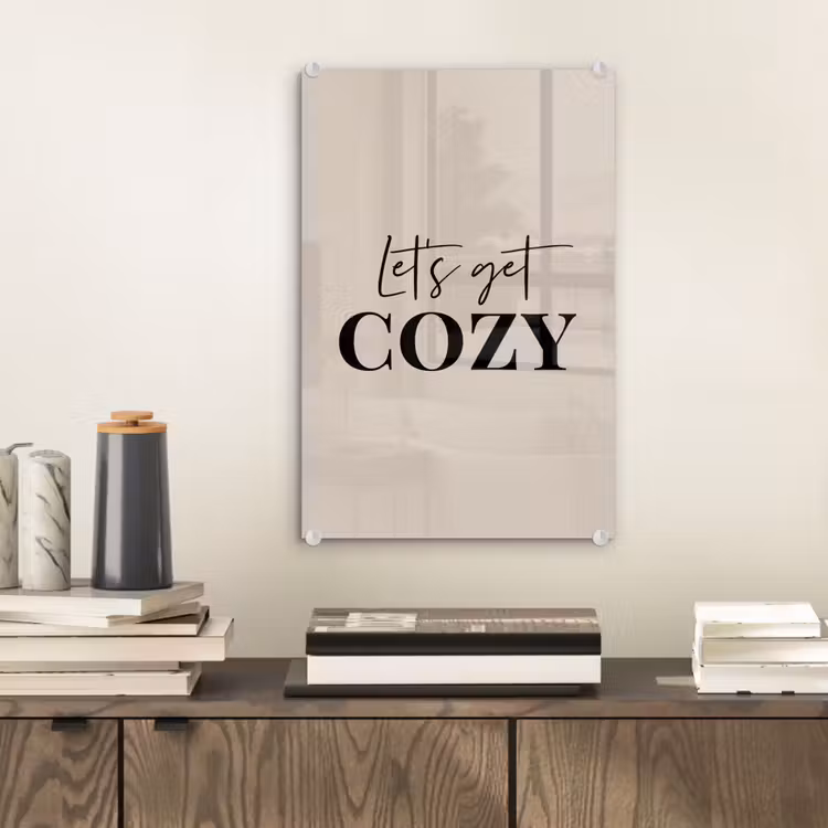 Glas schilderij - Beige - Winter - Quote - Cozy — 2