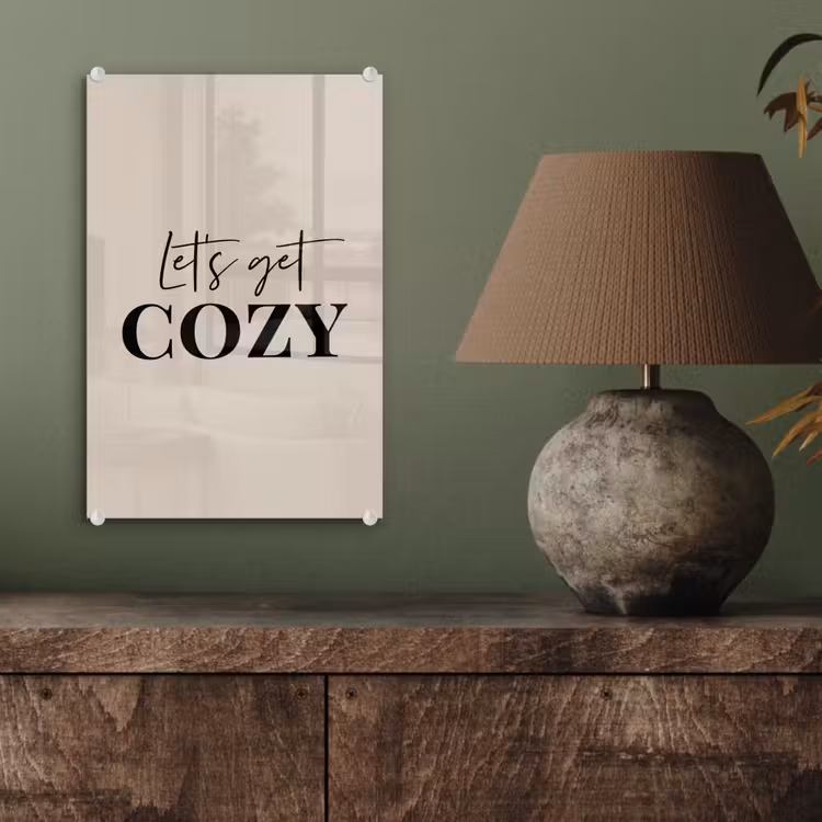 Glas schilderij - Beige - Winter - Quote - Cozy — 4