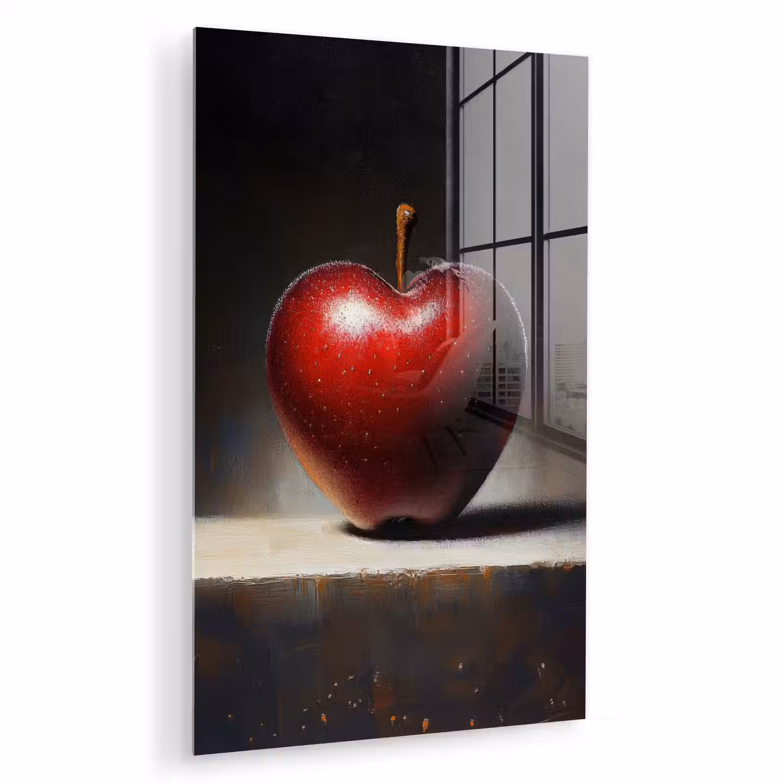 Glas schilderij - Apple - Hart - Rood — 1