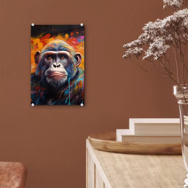 Glas schilderij - Aap - Gorilla - Graffiti - Dieren - Kleuren — 6